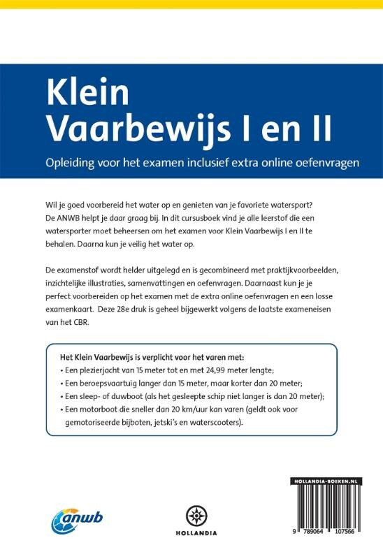 ANWB - Cursusboek Klein Vaarbewijs I en II + Online Examentraining - Image 2